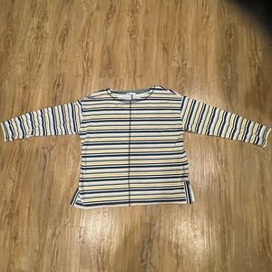 T By Talbots Striped Cotton/Modal Blend Tee Petite L